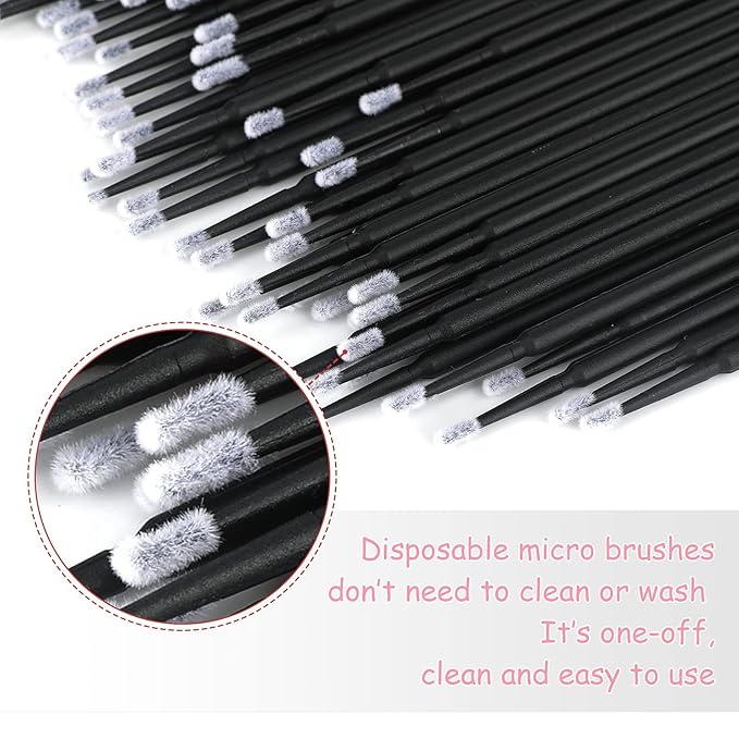 G2PLUS Micro Swabs - 100pcs Cotton Swabs for Makeup, Black Disposable Applicators Brush for Nails, Eyeliner and Lash Tech Supplies