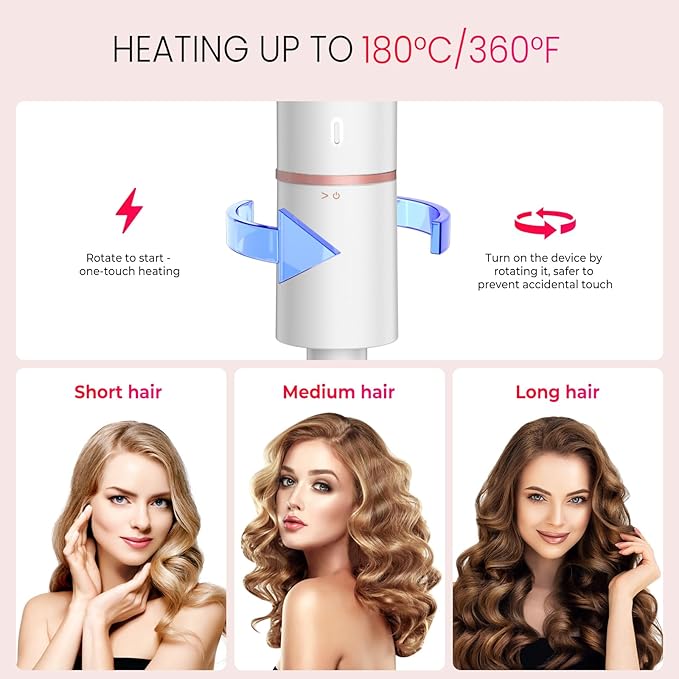 Ukliss Mini Travel Curling Iron 1 Inch, Dual Voltage 110-240V, 30s Fast Heating & Ionic Ceramic, Portable Hair Curler with Case, Perfect for Short to Medium Hair, Frizz-Free Curls (White)