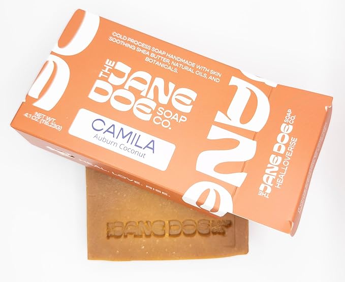 Natural Handmade Cold Process Bar Soap - Made with Olive oil, Coconut oil, Castor, Shea Butter, and Kaolin Clay-Plant Based, Vegan, Moisturizing, Hand/Body Soap! 1 Bar(Camila Auburn Coconut)