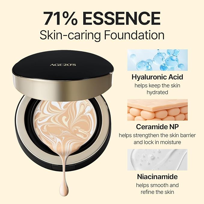 [NEW] AGE20'S Signature Essence Pact | 15C PEARL | Vegan Korean Cushion Foundation | Pack of 1 | Cream Foundation, Dewy & Glow Finish, Natural Coverage, SPF 50+