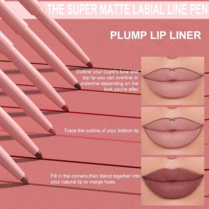 Dust Red Matte Lip Liner Pencil, Long-Lasting Creamy Formula for Shaping & Sculpting Lips