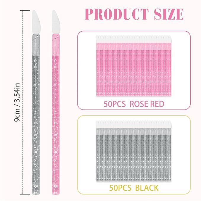 Unaone Lip Wands - 100PCS Disposable Lip Brushes for Lipstick, Lip Balms, Lip Gloss, Lip Scrubs and Concealer, Perfect Makeup Applicators Tool