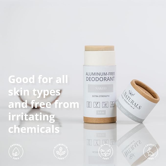 J&L Naturals Aluminum Free Deodorant for Men & Women | 100% Natural Ingredients With Coconut Oil, Shea Butter, & Essential Oils | Sustainable, Eco-Friendly (Naked (Unscented), 3.0 Oz (Pack of 4))