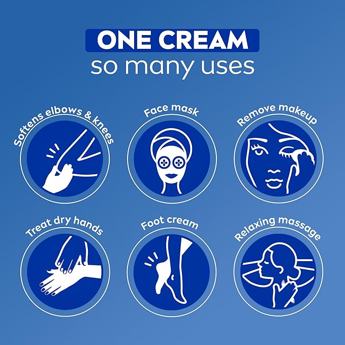 NIVEA Creme Face, Hand and Body Moisturizer Cream, Rich Body Cream for Dry Skin with Provitamin B5, Fast-Absorbing and Non-Comedogenic, Holiday Gifts for Self Care, 16 Oz Jar