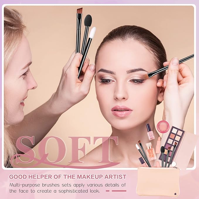 250 Piece Disposable Eyebrow Brush Set - 100 Angled/Round Eyebrow Brushes, 50 Double-End Eyeshadow Brushes, 100 Lip Brushes for Women & Girls Salon Beauty Cosmetic Makeup Tool