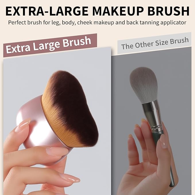 Extra Large Makeup Brush & Self Tanning Brush For Self Tanner，For Foundation，Arms And Legs makeup&Bronzer Blend, Body Makeup,Face&Back Makeup - Easy Use, Wet/Dry Use-Black