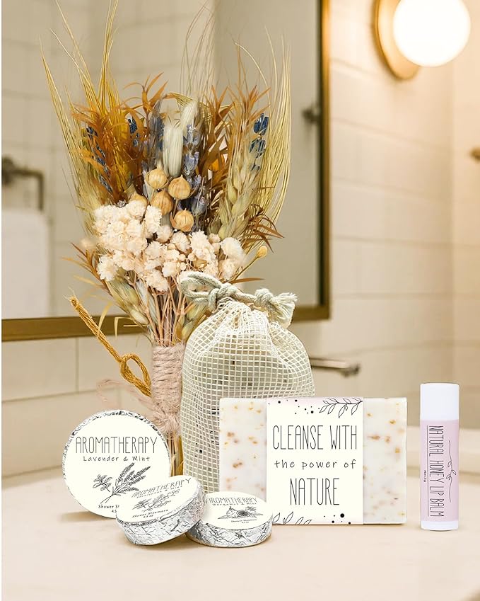 Spa Gifts for Women - Valentines Day Gifts for Her, Natural Themed Self Care Kit, Birthday Anniversary Care Package Ideas for Wife Girlfriend Mom from Daughter Husband Friend, 8PCS Items