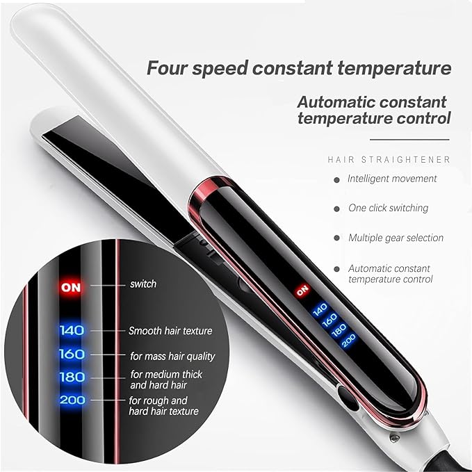 1 inch Hair Straightener, 2 in 1 Professional Ceramic Flat Iron & Curler, Rapid 30-Second Heat-Up, 30% Longer Ceramic Floating Plates, 4-Level Temperature Adjustable Hair Styling Tool (White)