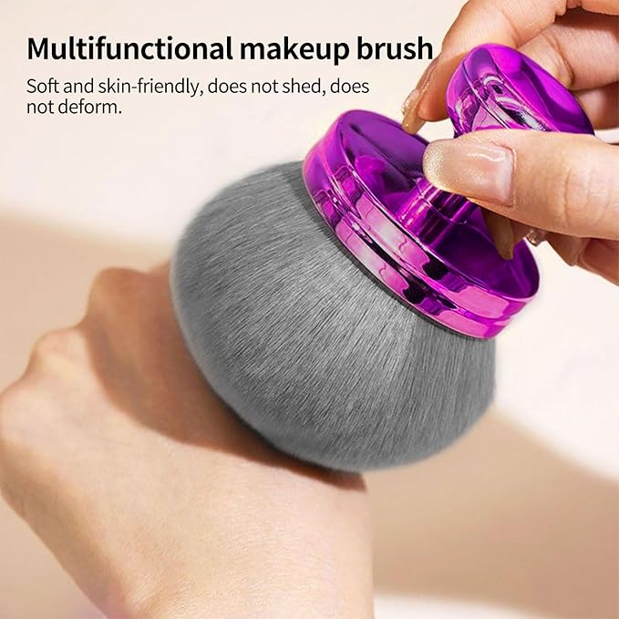FUNAN Extra Large Body Makeup Brush For Self Tanner, Bronzer Blend &Self Tan Back Applicator, 75mm Wide-headed Kabuki Brush, Mushroom type Face Neck Body Leg Tanning Makeup purple