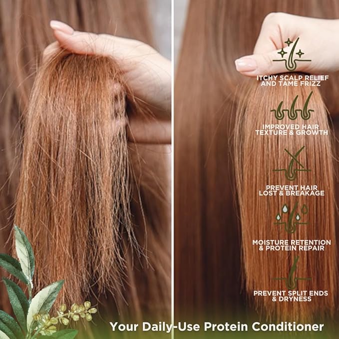 Conditioner | Hair Conditioner for Damaged Hair | Hair Treatment Infused with Organic Oils | AntiFrizz Deep Conditioner for Curly Wavy & Straight Hair|16oz