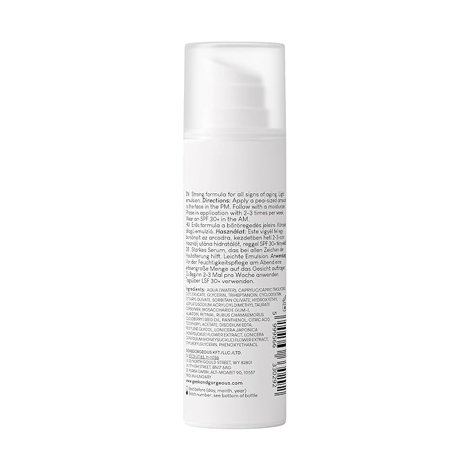 Geek & Gorgeous - A-Game 10-0.1% Retinal Serum - Silky, Lightweight, High-strength, Anti-Aging Formula - all skin types, especially combination & oily - 1 oz