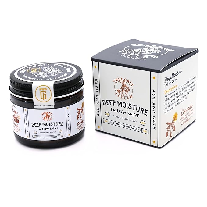 John Wayne Inspired Deep Moisture Tallow Salve – Ash and Oath Scent – Soothing Balm for Rough, Dry Hands – Grass-Fed Tallow, Beeswax & Lanolin – 2 oz