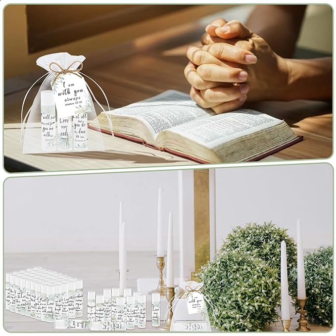 50 Pcs Bible Verse Lip Balm Bulk Christian Gifts for Women Faith Religious Inspirational Party Favors Catholic Group Moisturizing Lip Care, Appreciation for Friend Teacher Worker Employee