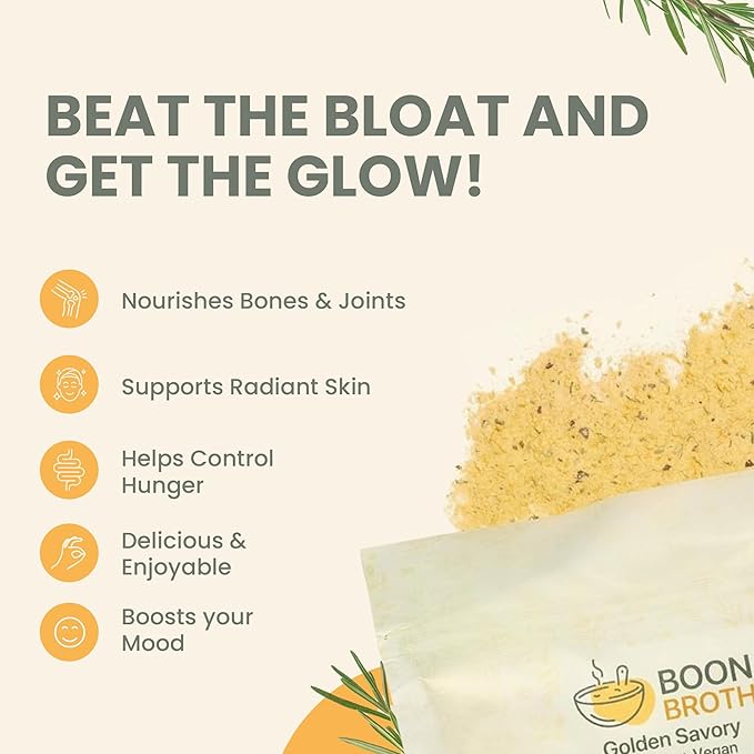 Boon Broth - 14-Day Gut Reset Kit with 30 Recipe Guide - Plant-Based Soup Powder with 72 Trace Minerals - Supports Bones, Joints, & Skin - Vegan-Friendly, Quick & Easy - 5 Bags (4 oz Each)