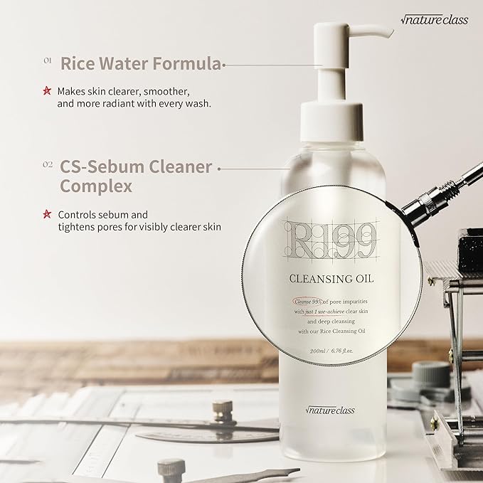 R199 Rice Cleansing Oil – Oil Cleanser for Face & Pore Care, Blackhead & Sebum Remover, Daily Makeup Remover, Double Cleansing, Sensitive Skin, Korean Skin Care, 6.76 fl oz