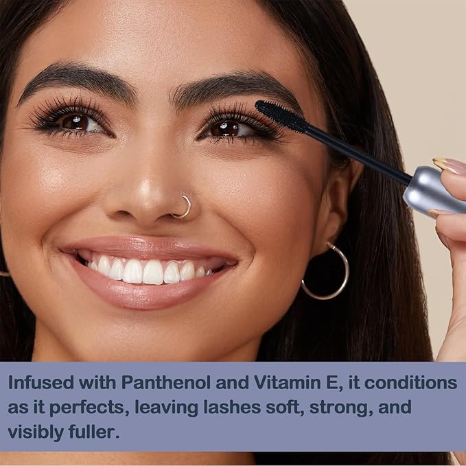 Eyes On Me Waterproof Volumizing Mascara – Long-Lasting Curl & Lift, Smudge-Proof, Conditioning Formula with Panthenol & Vitamin E, Precision Tapered Silicone Brush, Jet Black