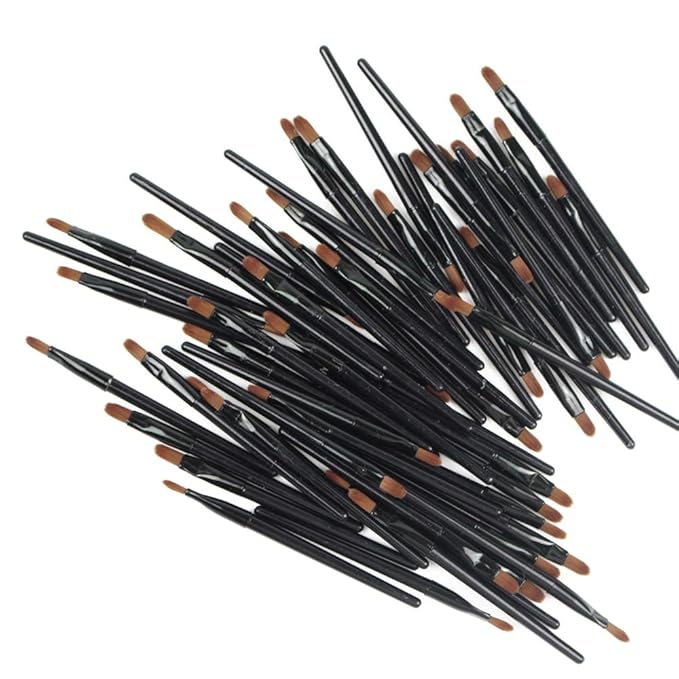 50 Pieces Lip Brushes, Pro Multifunctional Makeup Brush, Lipstick Gloss Wands Applicator Cosmetic Tool Kits, Black