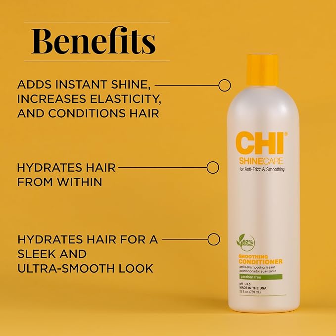 CHI ShineCare Smoothing Conditioner, Transforms Dull Hair Adding Instant Shine And Hydration, Sulfate, Paraben, & Cruelty-Free, 25 Oz