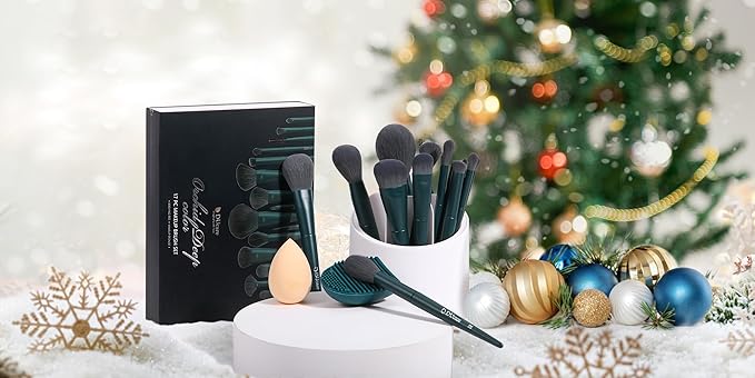 DUcare Makeup Gift Set 19 Pcs,17pcs Brushes Brush 1pc Cleaning Mat and 1pc Makeup Sponge Professional Face Powder Eye Shadow Powder Liquid Brushes