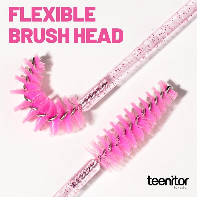 Teenitor 200pcs Mascara Wands and Lip Applicators Disposable, 100pcs Disposable Mascara Wands, 100pcs Lip Applicators Pink