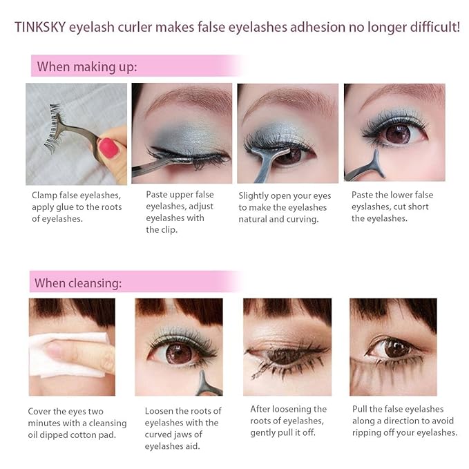 False Eyelashes Extension Applicator Remover Clip Tweezers Nipper (Silver)