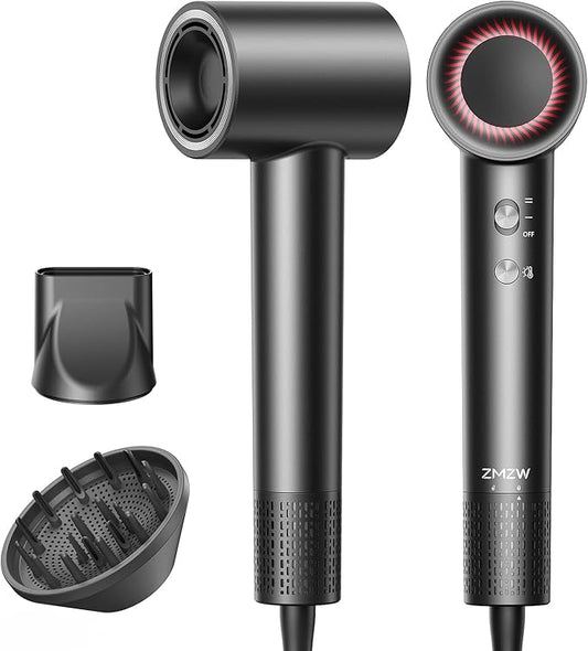 High Speed Hair Dryer 160000 RPM - Quiet Ionic Blow Dryer with Magnetic Diffuser and Concentrator, 500 Million Negative Ions, Lightweight, Thermo-Control Fast Drying Hairdryer for Home Travel Salon