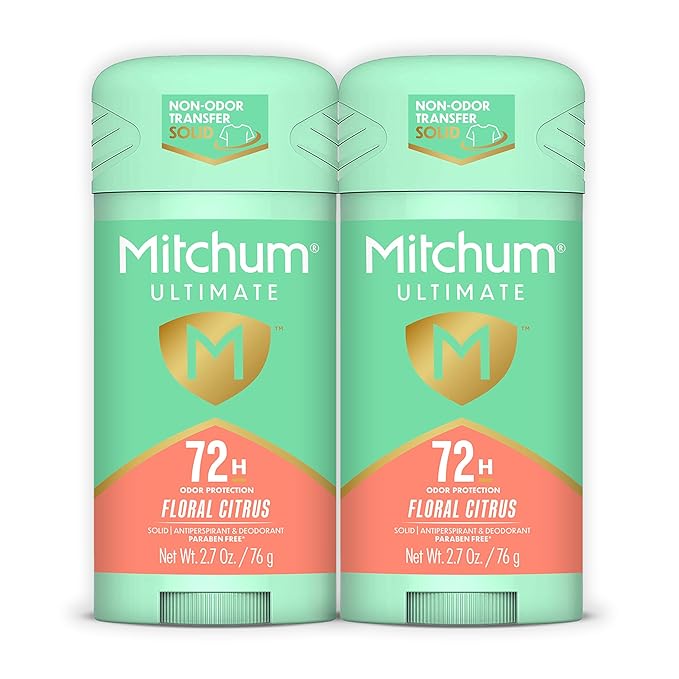 Mitchum Ultimate 72H Odor Protection Women’s Antiperspirant & Deodorant, Invisible Solid, Floral Citrus, 2 pack