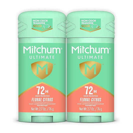 Mitchum Ultimate 72H Odor Protection Women’s Antiperspirant & Deodorant, Invisible Solid, Floral Citrus, 2 pack