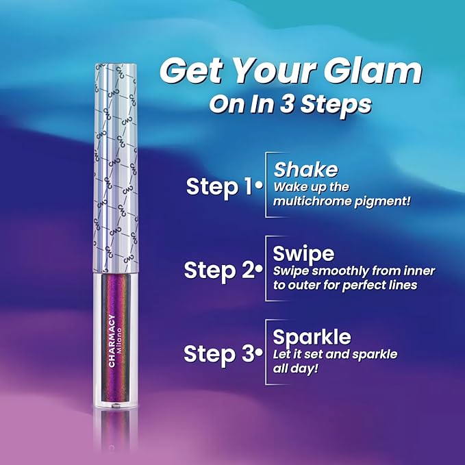CHARMACY Chameleon Liquid Eyeliner, Liquid Glitter Eyeliner, Highly Pigmented, Metallic Intense MultiColor Shifting waterproof Eyeliner, Ultra-Fine Tip, Longwearing, Smudge-proof (#SET2-902/904/906)