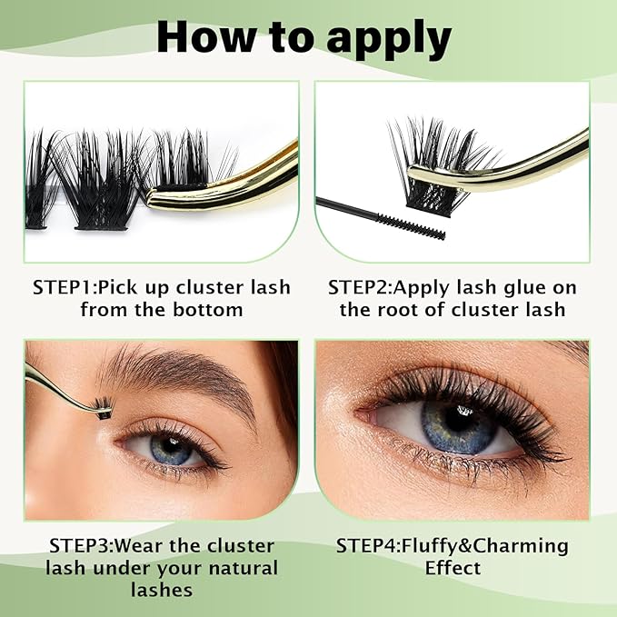 Lash Clusters 96pcs Individual Lashes Y22 D Curl 10-18MIX Eyelash Clusters KEYYOU Volume Wispy Lash Extension Soft&Comfortable Easy DIY at Home(Y22,D-10-18MIX)