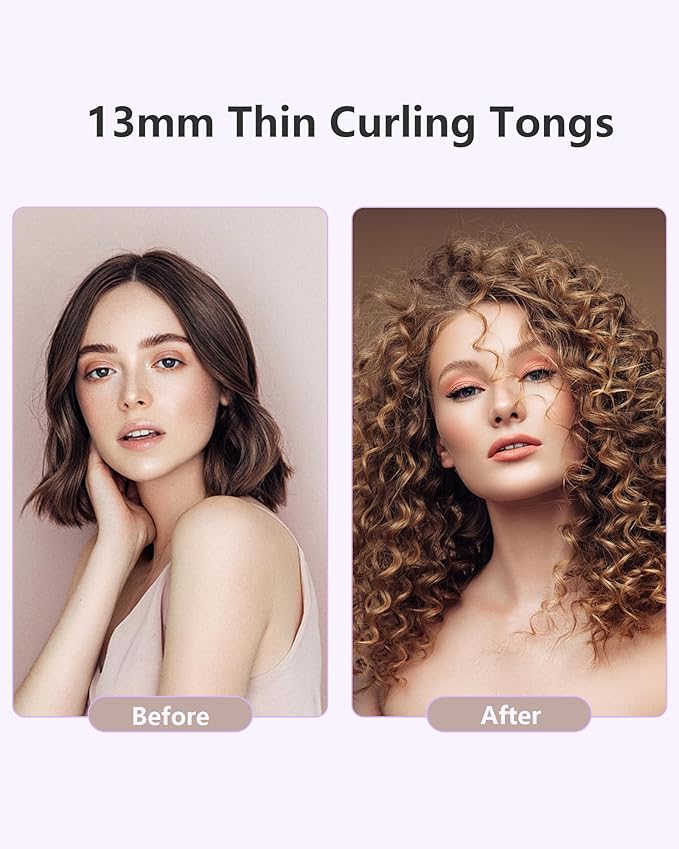 1/2 Inch Small Curling Iron Wand for Short & Long Hair, Half Inch Curling Wand Ceramic Small Barrel Curling Iron Tiny Curling Wand with Adjustable Temperature, Include Heat Resistant Glove