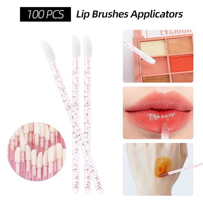 300 Pcs Spoolies Mascara Wands and Lip Brushes and Micro Swabs Applicator Disposable Eyelash Brushes Lipstick Tester Makeup Applicator Tool Pink with 1 Reusable Container