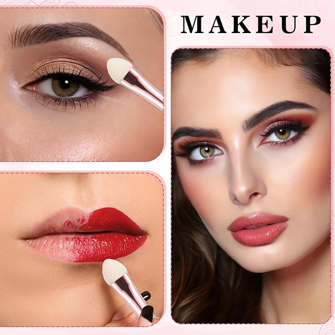10Pcs Sponge Eyeshadow Brush Sets Eyeshadow Applicators Stick Portable Makeup Brushes for Women Sponge Double Sided Washable Reusable Professional Eye Shadow Makeup Applicator Tool for Women