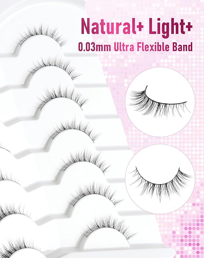Frihappy Short Lashes Natural Eyelashes Wispy Lashes Natural Look Fake Lashes Small Lashes False Eyelashes 3/4 Lashes FRH-50