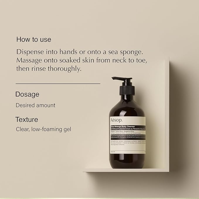 Aesop Citrus Melange Body Cleanser | Low-Foaming Gel with Citrus Aroma & Botanical Extracts | 500 mL / 16.9 oz