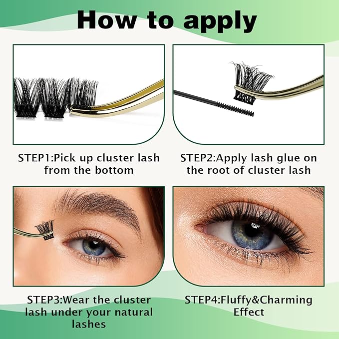 Lash Clusters 96pcs Individual Lashes Y02 D Curl 10-18MIX Cluster Lashes KEYYOU Volume Wispy Lash Extension Soft&Comfortable Easy DIY at Home(Y02,D-10-18MIX)
