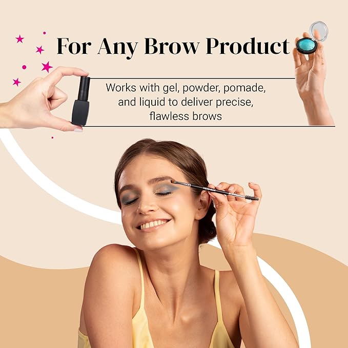 KESHIMA Eyebrow Brush Duo – Premium Angled Eye Brow Brush & Spoolie – Precision Eye Makeup Tool for Applying & Blending Powder, Gel & Liquids