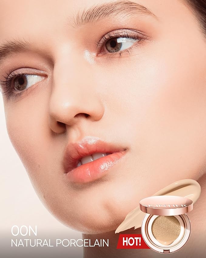 Full Coverage Cushion Foundation, Weightless, Skin Fit, Satin Glow Finish, Oil-Control Waterproof Foundation, Sweatproof Flawless BB Cream CC Korean Makeup