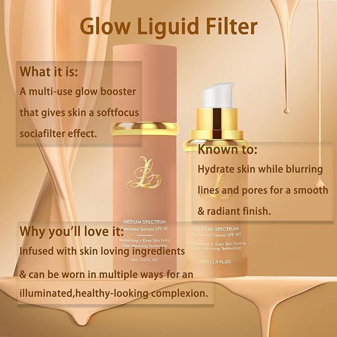 Foundation 4 in 1 - Medium Spectrum with SPF 50+, Color Changing Foundation, Hydrating Color Changing Foundation Makeup, Concealer, Sun Protection, Longwearing & Waterproof for All Skin Types