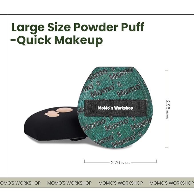 Momo's Workshop Makeup Sponge, Large Makeup Blending Puff for Liquid & Cream Foundation, Concealer Foundation Puff Quick Apply Cosmetics 1P Green