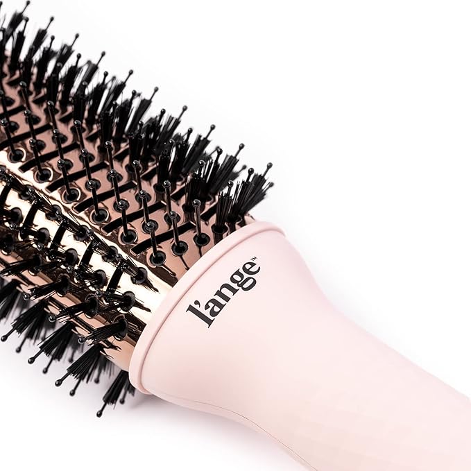 L'ANGE Hair Le Volume 2-in-1 Titanium Blow Dryer Brush | Hot Air Brush for Hair Drying & Styling | Ionic Oval Barrel for Smooth, Frizz-Free Volume | (Blush – 75mm)