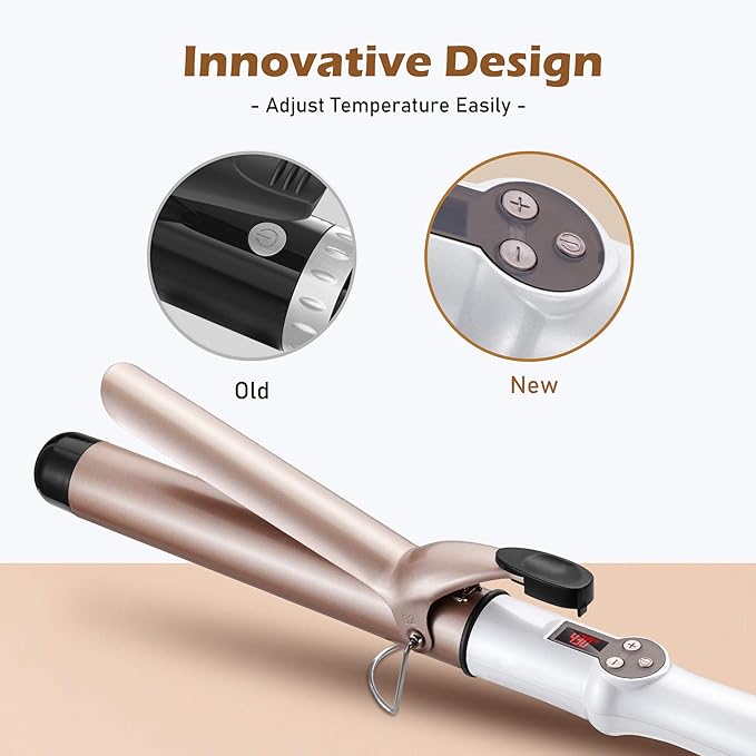 1.25 Inch Curling Iron Hair Curler with Ceramic Coating Barrel, Professional Curling Wand Instant Heat up to 450°F, LCD Display with 9 Heat Setting (for All Hair Types, Glove Include)