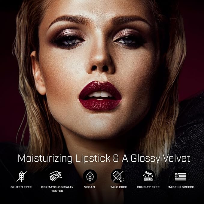 Radiant Professional Advanced Care Lipstick - Ultra Nourishing, Moisturizing Long Lasting Matte Lipstick With Vitamin E- UVA UVB Filters - VELVET (18 CHERRY – VIVID TRUE RED)