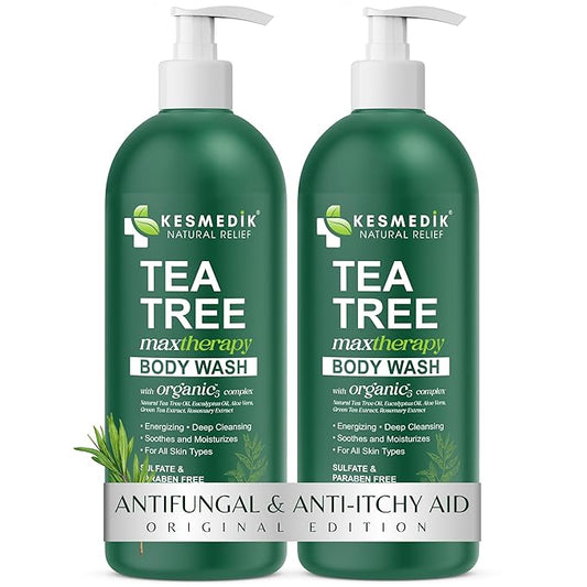 Tea Tree Body Wash MaxTherapy, Itchy Skin Relief Soap, Soothes Jock Itch, Athlete's Foot, Acne, Eczema, Psoriasis & Sensitive Skin, Intimate Wash, Men & Women, 2-Pack, Original Edition