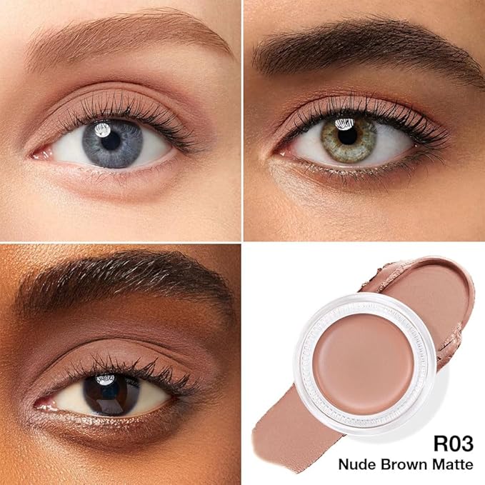 Single Cream Eye Shadow,Nude Brown Matte Natural Monochrome Eyeshadow Palette,Waterproof,Long Lasting Naturing-Looking,Vegan & Cruelty-Free,R03
