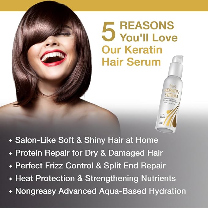 Vitamins Keratin Thick Hair Mask, Serum and Shampoo Kit - Deep Conditioner for Dry Damaged Thick Coarse Hair, Anti Frizz Gloss Boost Serum and Protein Shampoo Set - Pro Enhancing At-Home Hair Therapy
