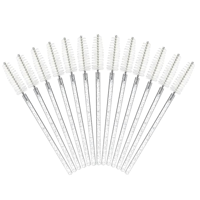 G2PLUS 300PCS Crystal Mascara Wands, White Eyelash Brush Applicator, Disposable Spoolies Makeup Kits for Applying Mascara, Lash Extensions and Eyebrow Brush