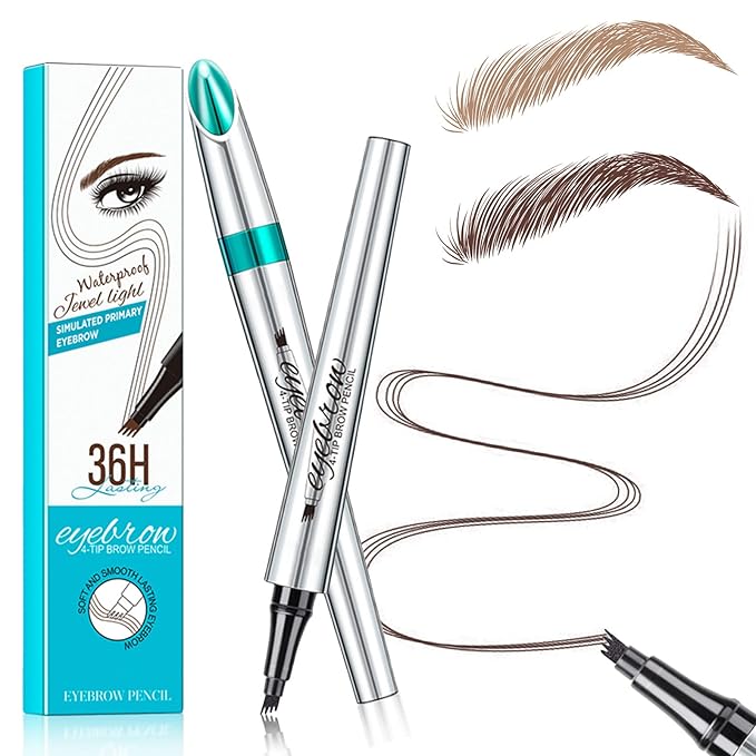 Microblading Eyebrow Pencil, Eyebrow Pen with an Upgrade Micro-Fork Tip Applicator, Waterproof Long-Lasting Microblading Brow Pen, Brow Pencil for Natural Looking Brows Makeup, Dark Brown