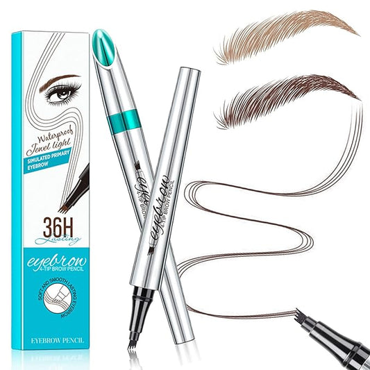 Microblading Eyebrow Pencil, Eyebrow Pen with an Upgrade Micro-Fork Tip Applicator, Waterproof Long-Lasting Microblading Brow Pen, Brow Pencil for Natural Looking Brows Makeup, Dark Brown
