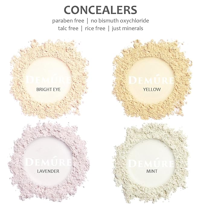 Demure Mineral Makeup | Concealer for Dark Circles | Under Eye Brightening Treatment | Pure Crushed Mineral Formula | Lightweight Loose Powder Coverage